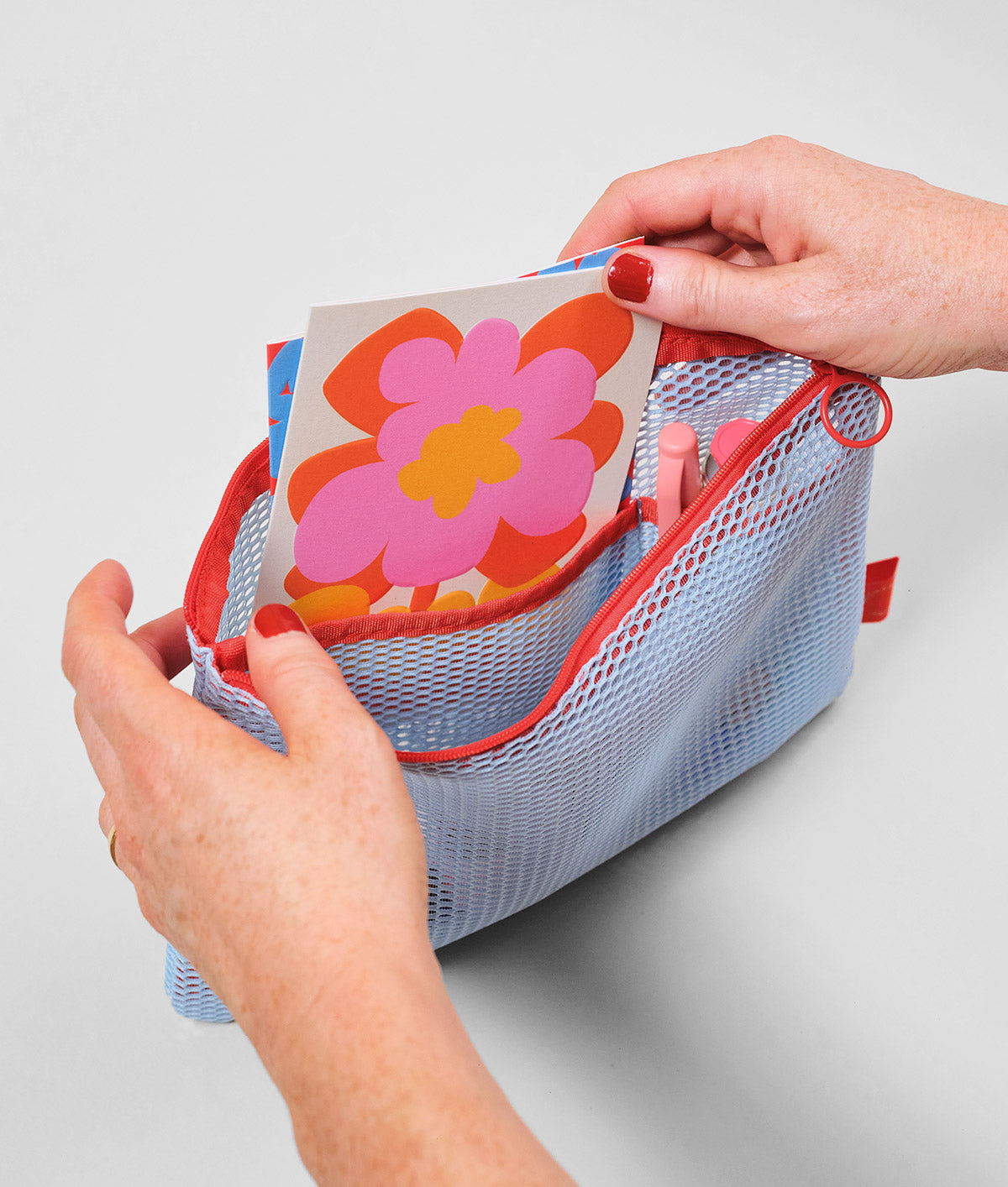 Green/Pink Mesh A5 Pouch