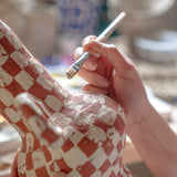 Onsen Check Vase - Terracotta & Off White (full size)