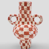 Onsen Check Vase - Terracotta & Off White (full size)