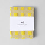 Squares Oat/Yellow Cotton Tea Towel