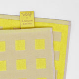 Squares Oat/Yellow Cotton Tea Towel