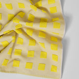 Squares Oat/Yellow Cotton Tea Towel