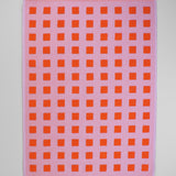 Squares Lilac/Warm Red Cotton Tea Towel