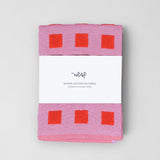 Squares Lilac/Warm Red Cotton Tea Towel
