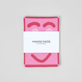 Making Faces Pink/Maroon Tea Towel