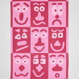 Making Faces Pink/Maroon Tea Towel