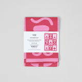 Making Faces Pink/Maroon Tea Towel
