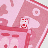 Making Faces Pink/Maroon Tea Towel