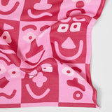 Making Faces Pink/Maroon Tea Towel