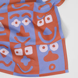 Making Faces Blue/Brown Tea Towel