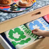 Super Clean Flowers Green/Natural Tea Towel