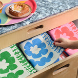 Super Clean Flowers Blue/Natural Tea Towel