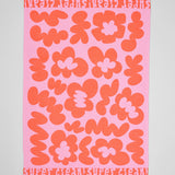 Super Clean Flowers Pink/Warm Red Tea Towel