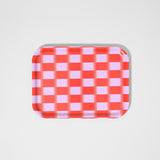 Red Blur Check Small Rectangle Tray