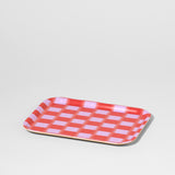 Red Blur Check Small Rectangle Tray