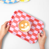 Red Blur Check Small Rectangle Tray
