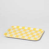 Yellow Blur Check Rectangle Tray