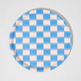Blue Blur Check Mini Round Tray