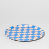 Blue Blur Check Mini Round Tray