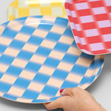 Blue Blur Check Mini Round Tray