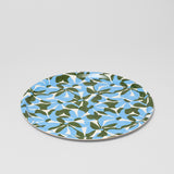 Flowers Blue/Green Round Serving Tray