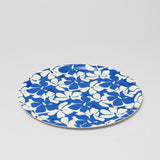 Flowers Blue Round Serving Tray