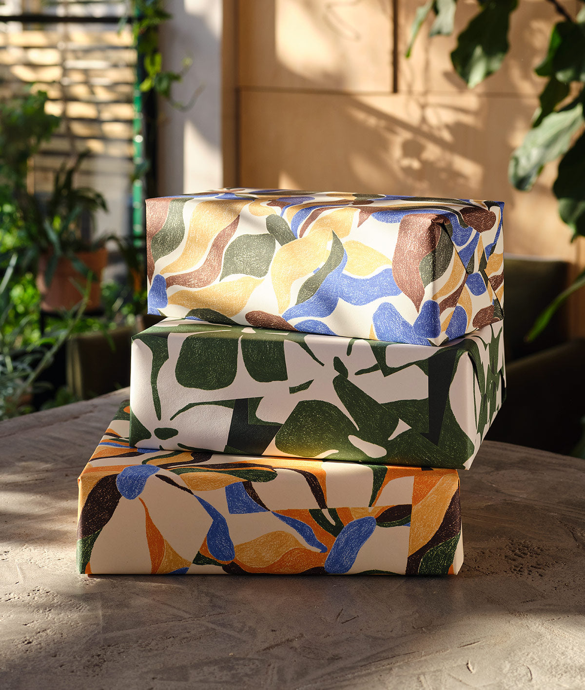 Floral Motif Yellow Wrapping Paper