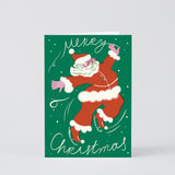Ice Skating Santa Christmas Card