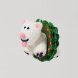 Spud, Dog in Wreath Felt Hanging Decoration