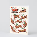 Santa And Reindeer Christmas Card