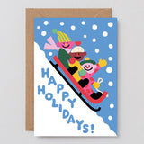 Happy Holidays Sledge Embossed Card