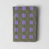 Squares Olive/Lilac Cotton Tea Towel