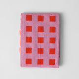 Squares Lilac/Warm Red Cotton Tea Towel