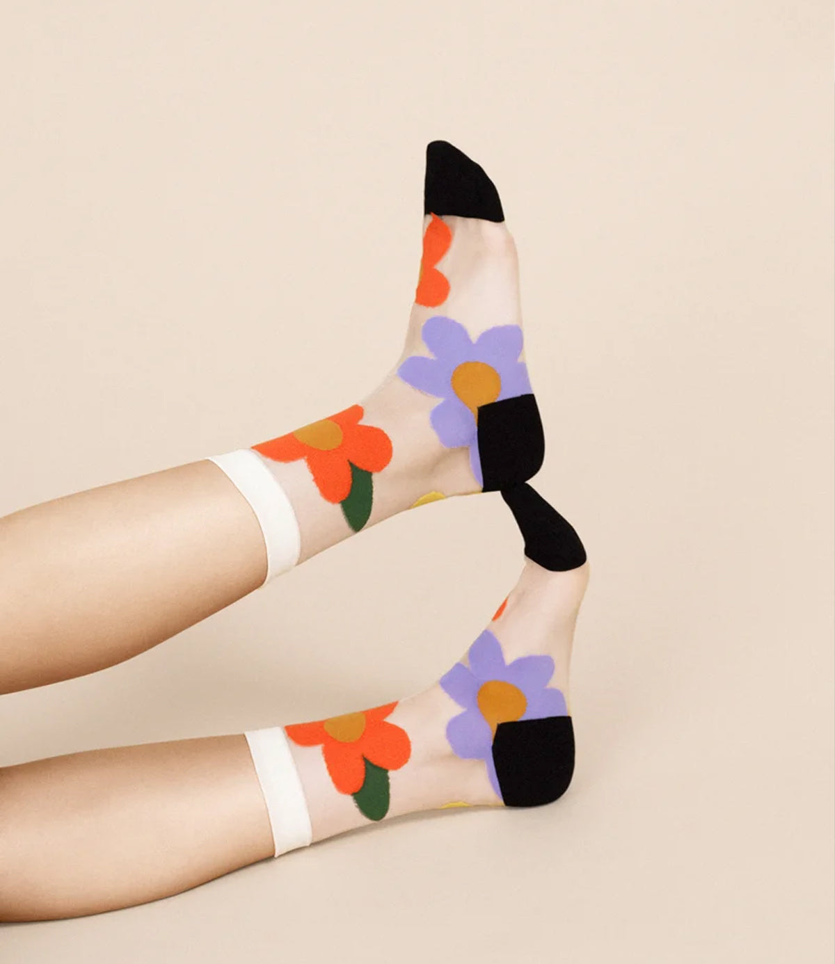 Hansel from Basel Ethel Sheer Floral Crew Socks