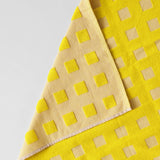 Squares Oat/Yellow Cotton Tea Towel