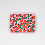 Cherries Pink Small Rectangle Serving Tray