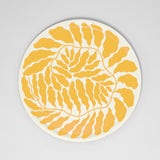 Leaves Yellow Round Serving Tray