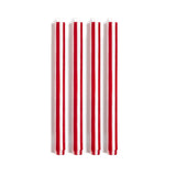 Stripe Dinner Candles - Bright Red / White