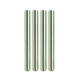 Stripe Dinner Candles - Moss Green / White