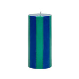 Stripe Pillar Candle - Midnight Blue / Teal