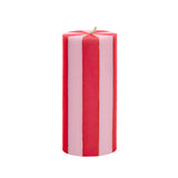 Stripe Pillar Candle - Pale Pink / Red
