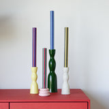 Stripe Dinner Candles - Mixed Set Bold