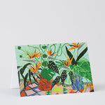 an everyday greetings card with pot plants and flowers on it