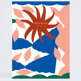 abstract design notebook in white, peach, blue and green, with gold foil lettering