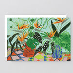 an everyday greetings card with pot plants and flowers on it 