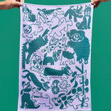 Dogs Day Out Lilac/Green Tea Towel